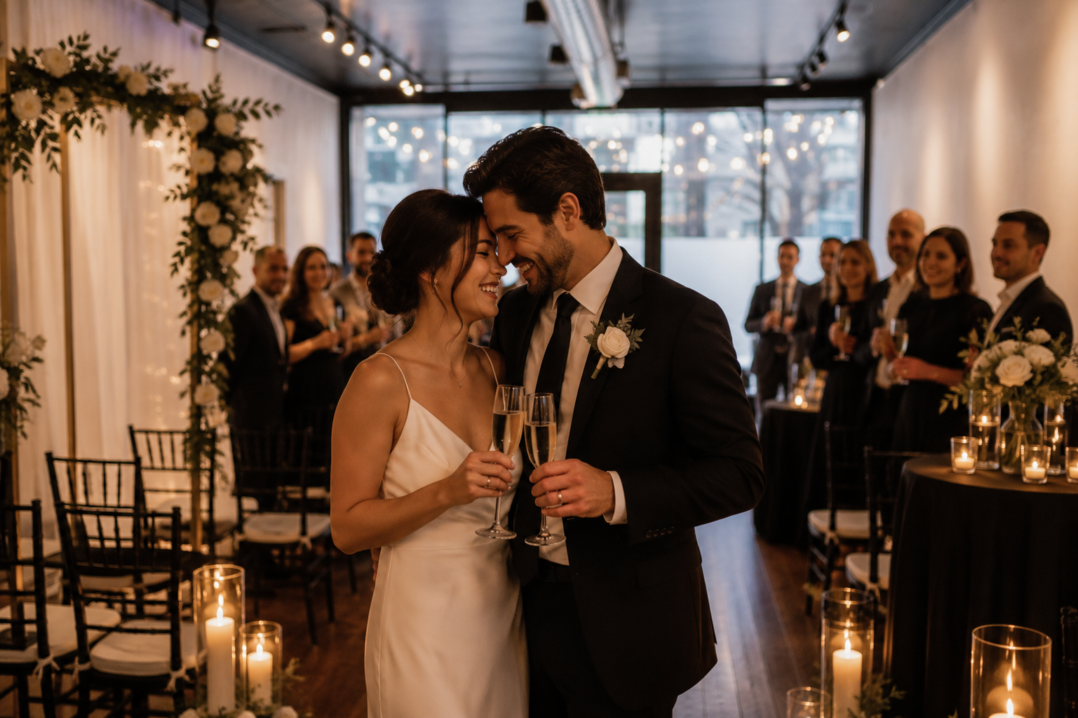 Intimate wedding couple